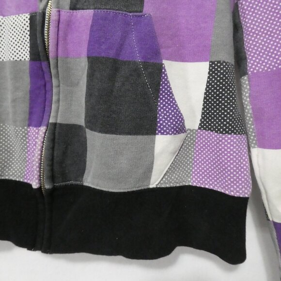 WEST FORTYNINE | medium | Checkered Hoodie With Zip - Hood - Thumbholes *stains - Picture 9 of 16